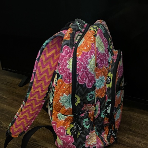 Vera Bradley Quilted Backpack in Pink, Orange, Aqua & Lime Floral Paisley - Picture 2 of 6